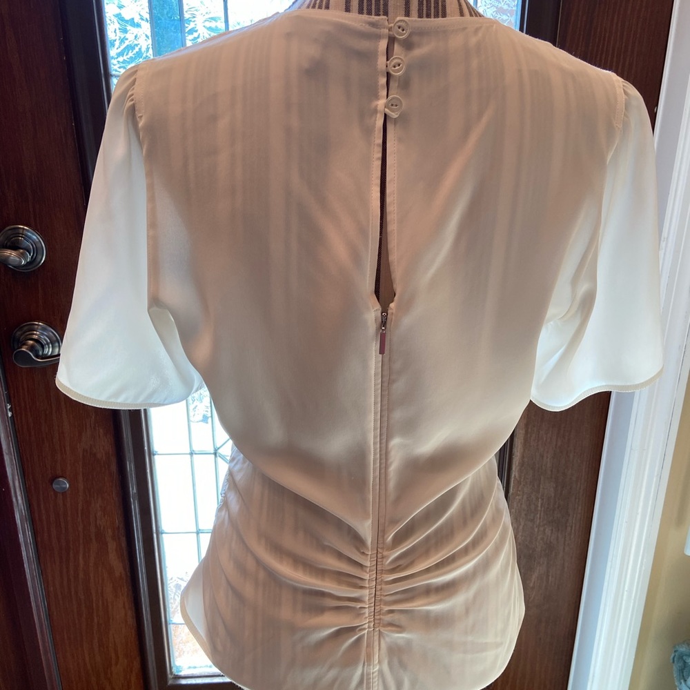 Rag & Bone Runched Ruffle Off White Blouse size 6 - Picture 6 of 16